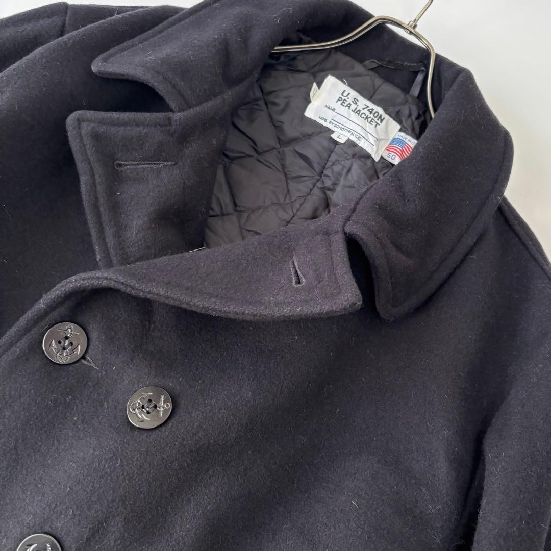 【希少50サイズ】ショット ピーコート ダブル ブラック USA製 キルティング