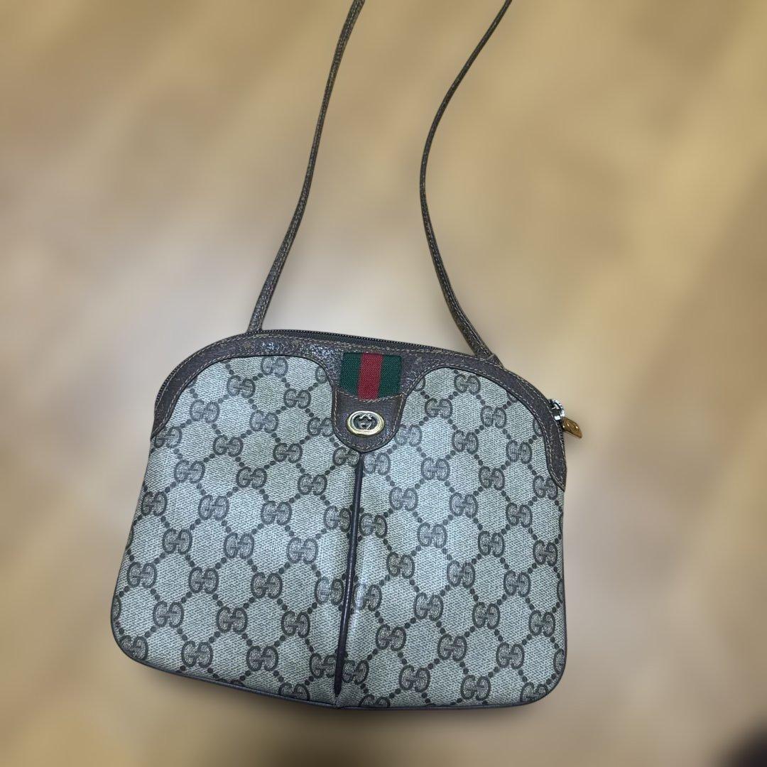 オールドグッチ GGスプリーム シェリーライン ショルダーバッグ ブラウン