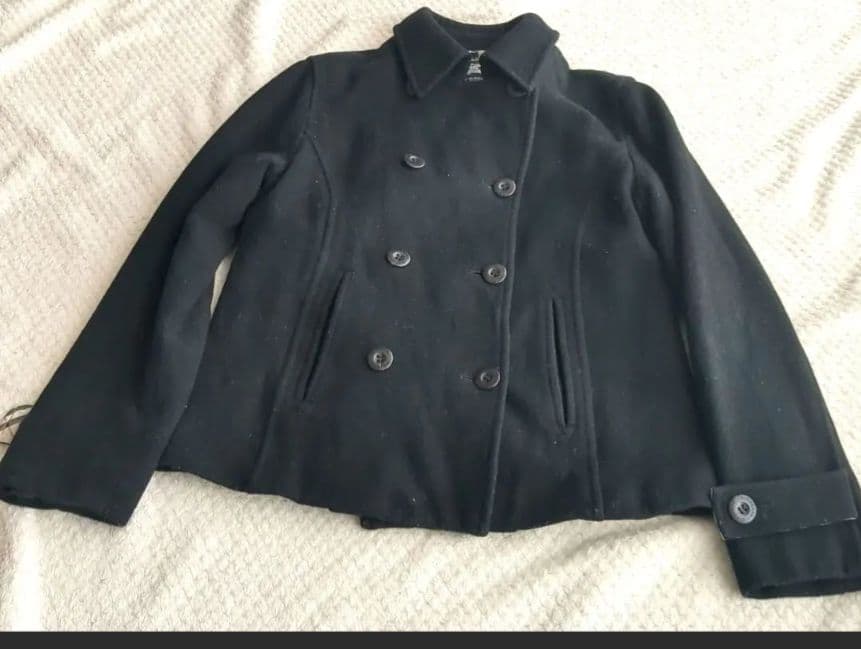バーバリーロンドンウールPコート黒　ノバチェック　M