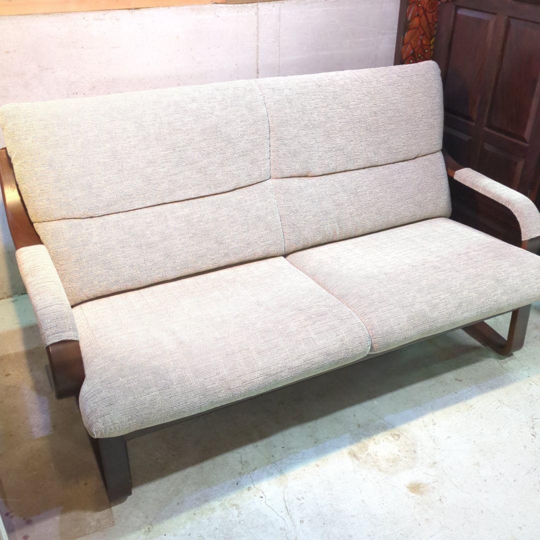 富士ファニチャー 2人掛けソファ ファブリック ブラウン モダン