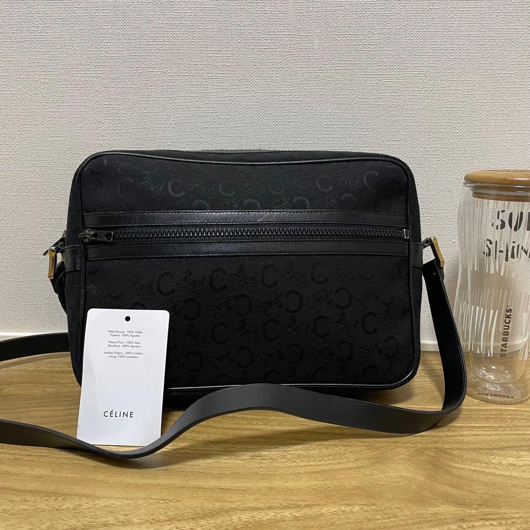 《美品》CELINE（セリーヌ）キャンパス×レザー ショルダーバッグ ブラック
