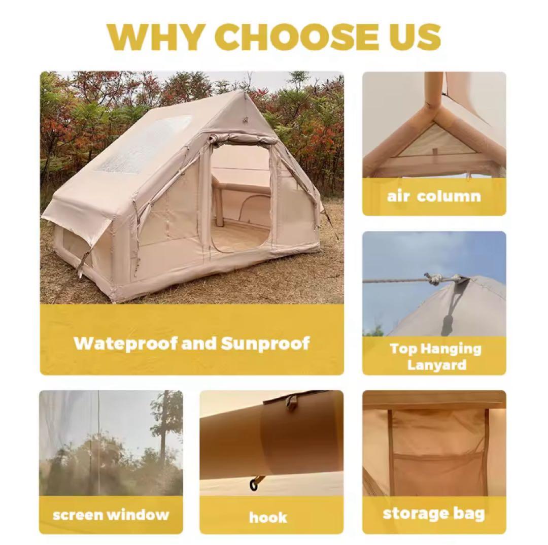 青*髭様 エアーテント 2～6人用 テント大型 キャンプテント 折りたたみ ハン