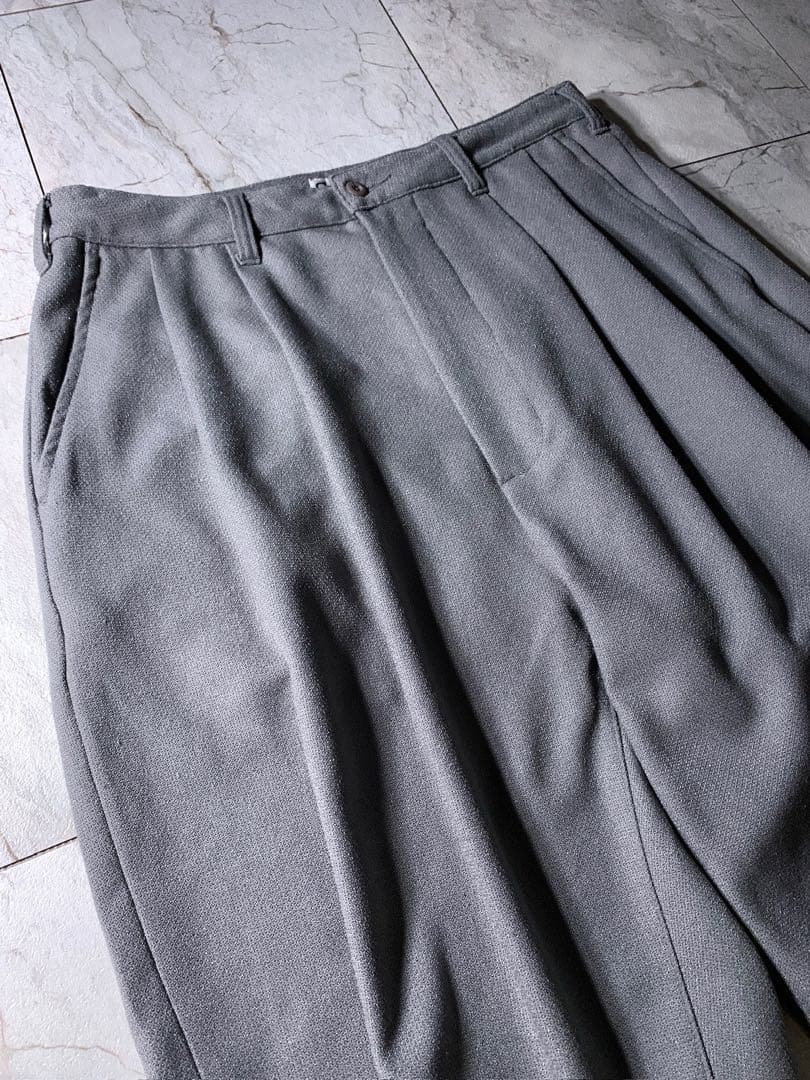 Evisen 2タック イージー ワイド スラックス グレー L