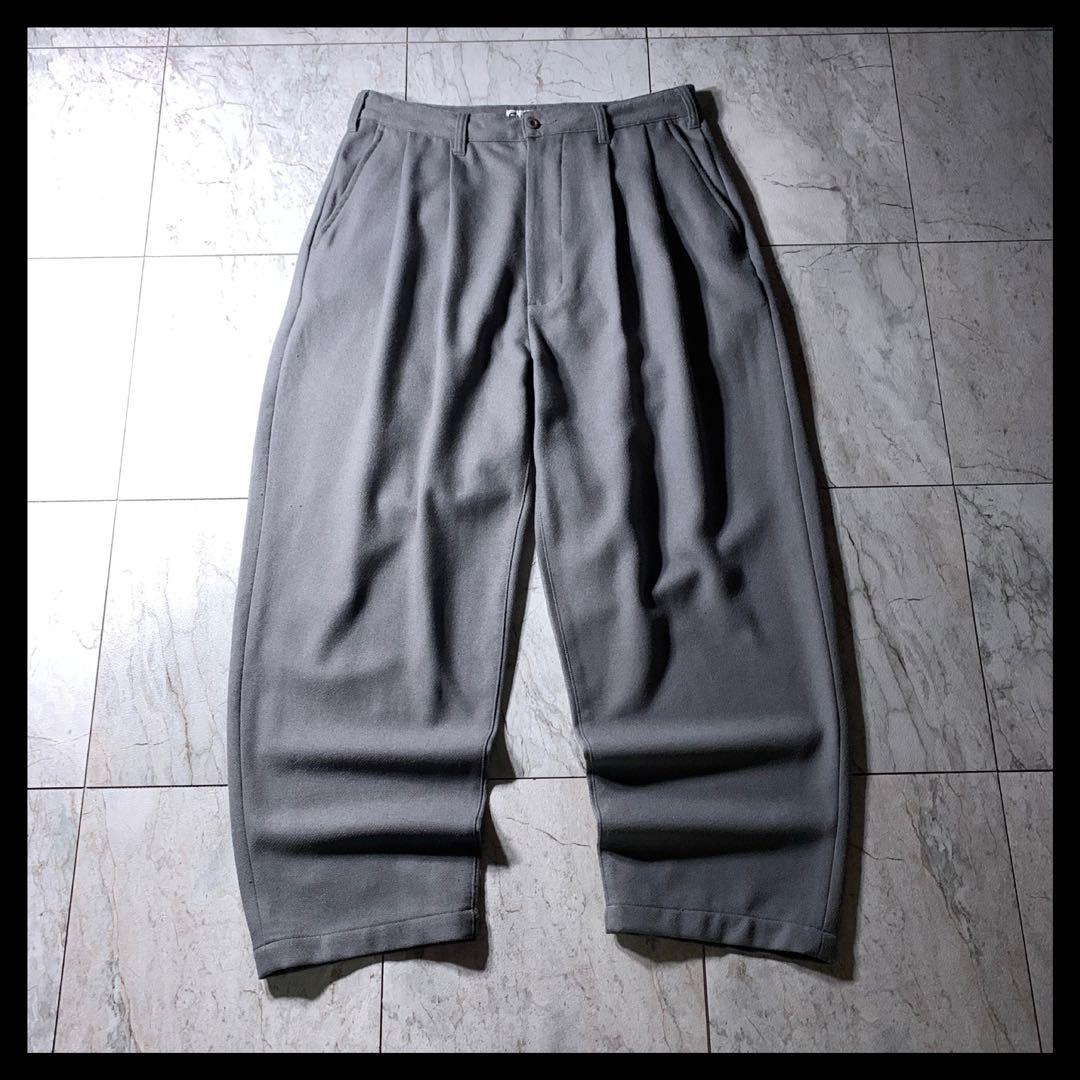 Evisen 2タック イージー ワイド スラックス グレー L