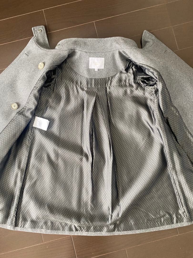 GUCCI グレー ダブルブレスト ウールコート10Y