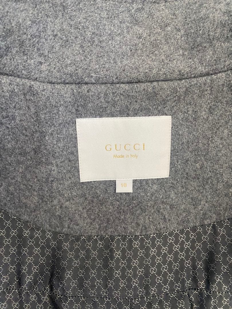 GUCCI グレー ダブルブレスト ウールコート10Y