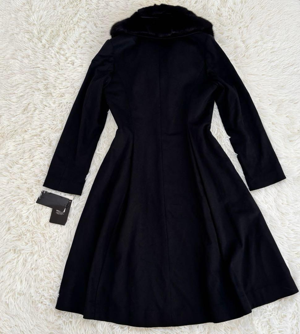 未使用タグ付✨ミンクファーロングコート 高級カシミヤAラインレディース女優襟