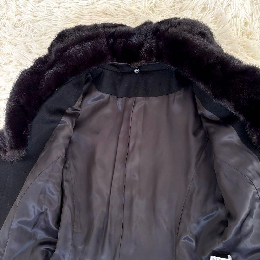 未使用タグ付✨ミンクファーロングコート 高級カシミヤAラインレディース女優襟