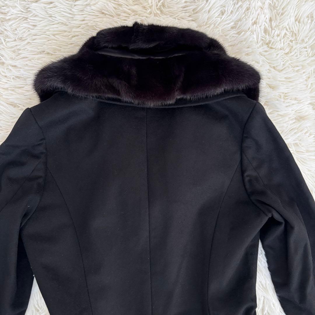 未使用タグ付✨ミンクファーロングコート 高級カシミヤAラインレディース女優襟