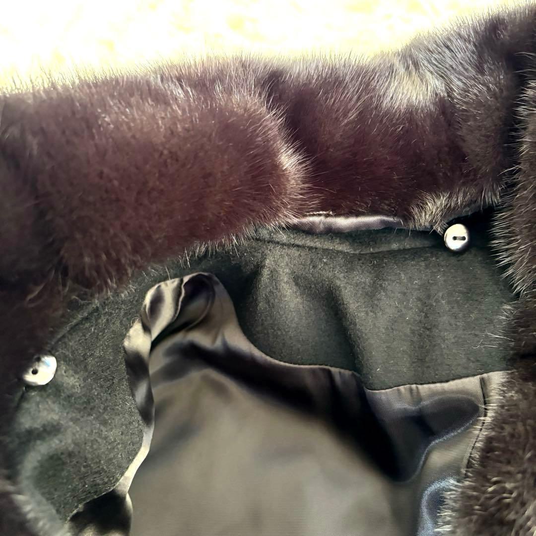 未使用タグ付✨ミンクファーロングコート 高級カシミヤAラインレディース女優襟