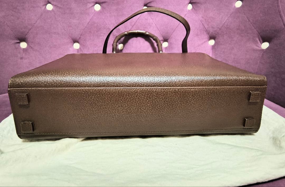 GUCCI バンブー ブラウンレザー 2 Way ビジネスバッグ