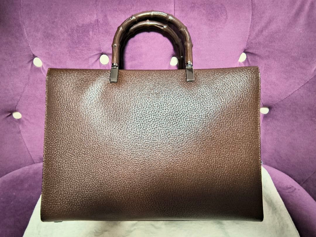 GUCCI バンブー ブラウンレザー 2 Way ビジネスバッグ