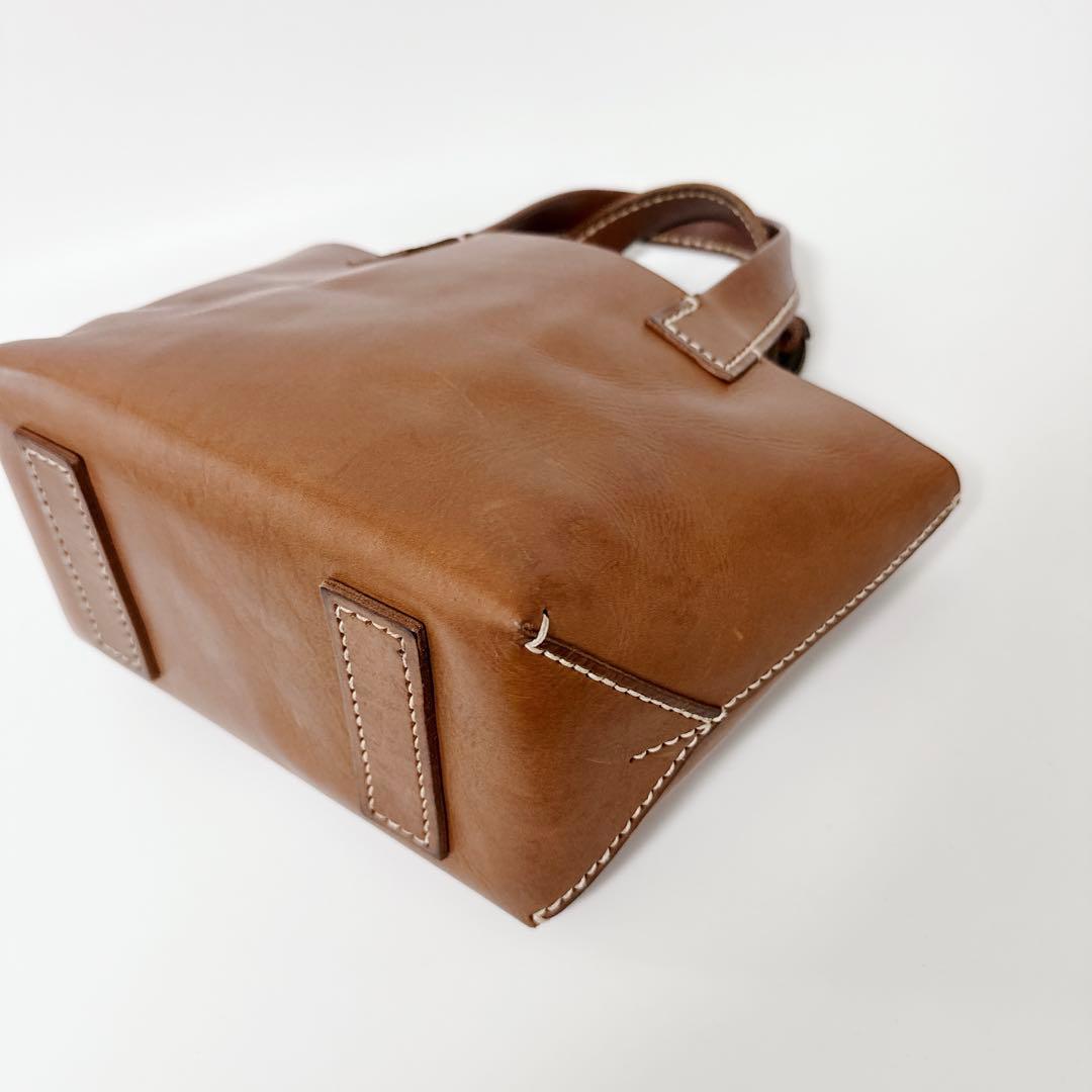 【希少チャーム】genten トートバッグ　アマーノ　S レザー　ブラウン