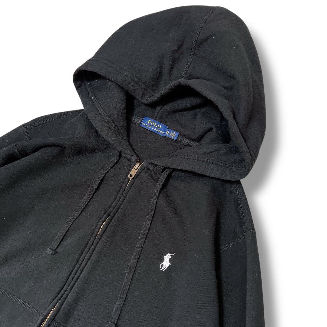 【美品】POLO RALPH LAUREN 黒 ジップパーカー XL 短丈