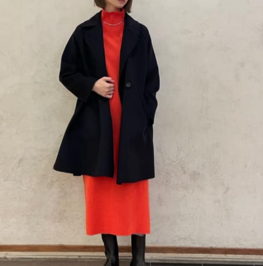 22aw Beauty & Youth リバー ポンチョ コート ネイビー S