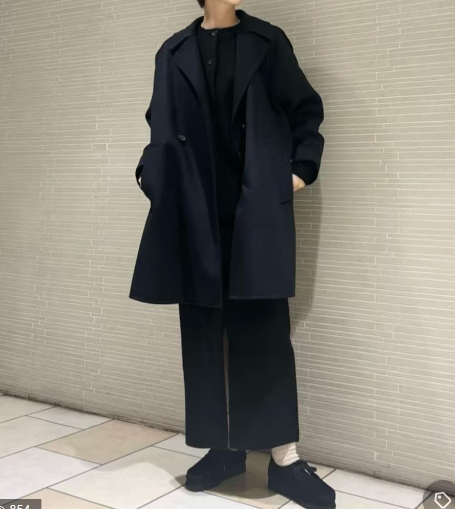 22aw Beauty & Youth リバー ポンチョ コート ネイビー S