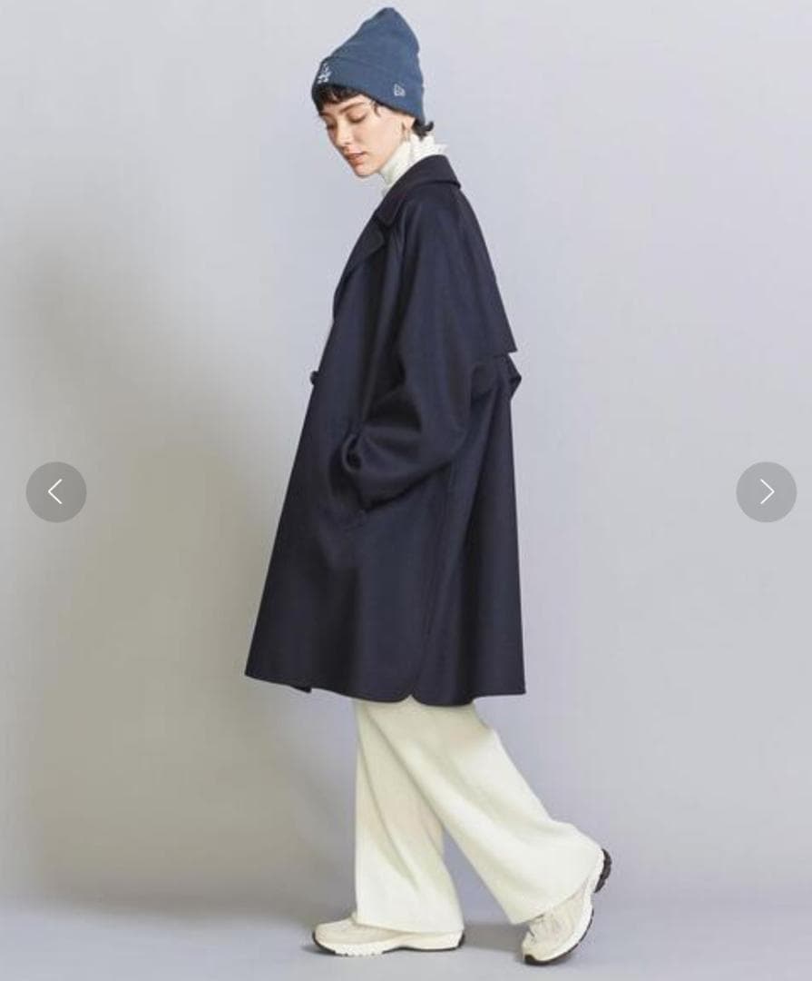 22aw Beauty & Youth リバー ポンチョ コート ネイビー S