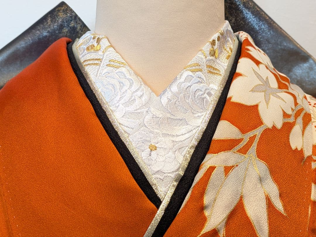 振袖フルセット 身丈156裄65 金彩 赤茶 グレー 金駒刺繍 逸品