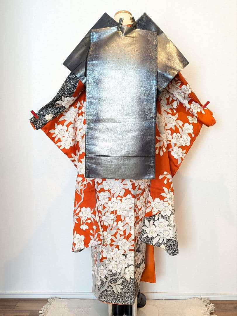 振袖フルセット 身丈156裄65 金彩 赤茶 グレー 金駒刺繍 逸品