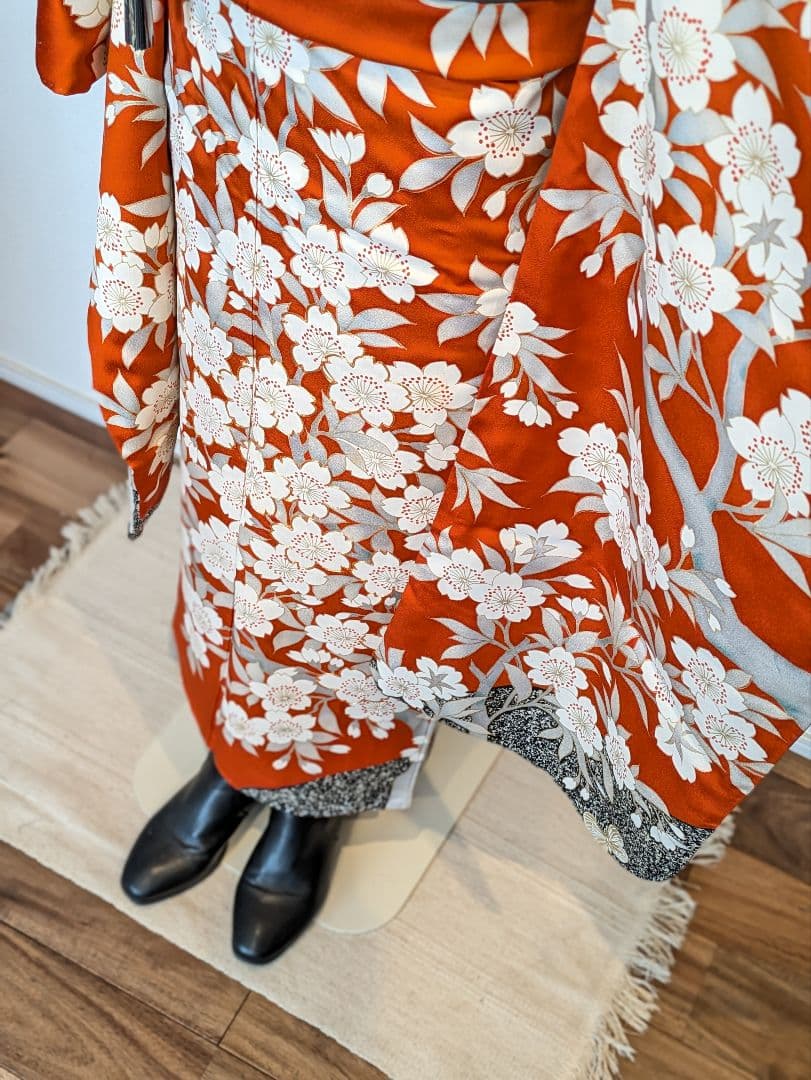 振袖フルセット 身丈156裄65 金彩 赤茶 グレー 金駒刺繍 逸品