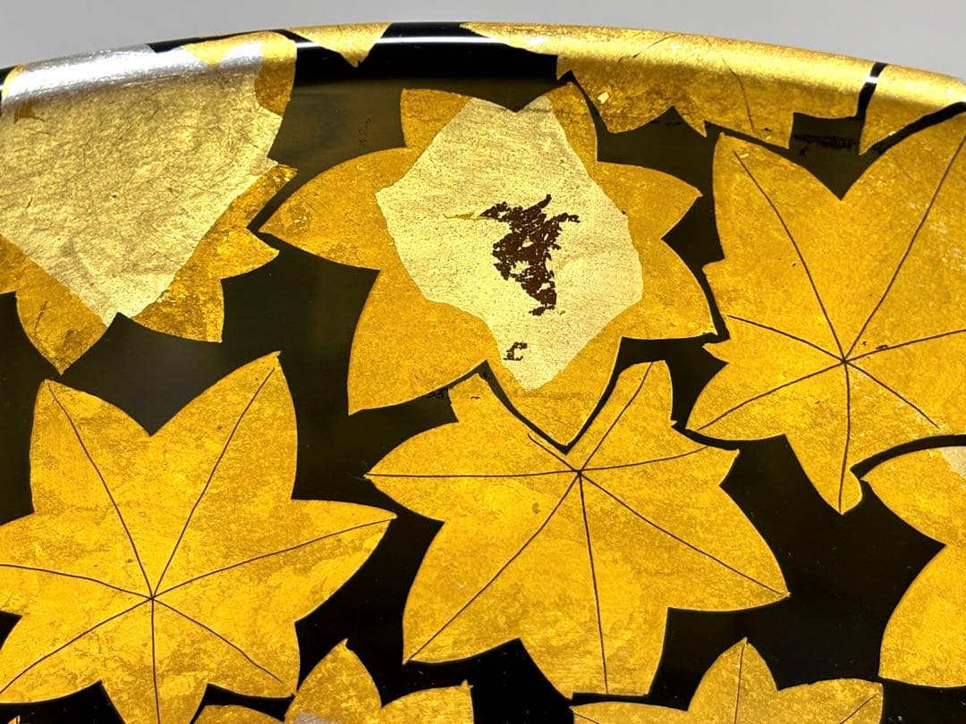高級漆器　京都　アソベ　紅葉蒔絵　菓子鉢　深鉢　少々難あり　未使用