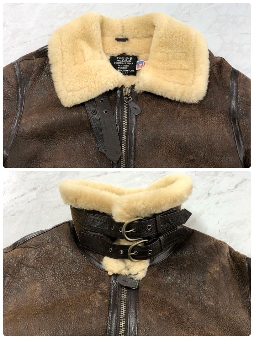 【希少 80s】WESTOP B-3 ムートン ボア USA製 ブラウン 40