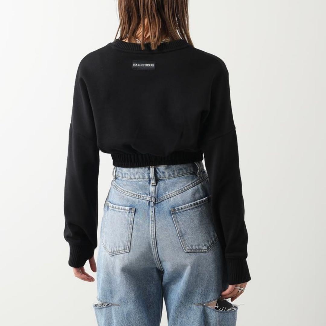 Marine Serre マリーンセル ブラック クロップド スウェット