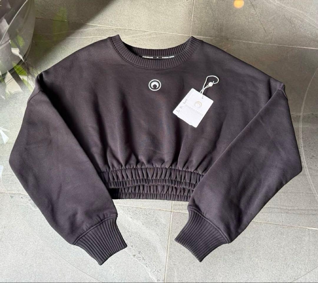 Marine Serre マリーンセル ブラック クロップド スウェット