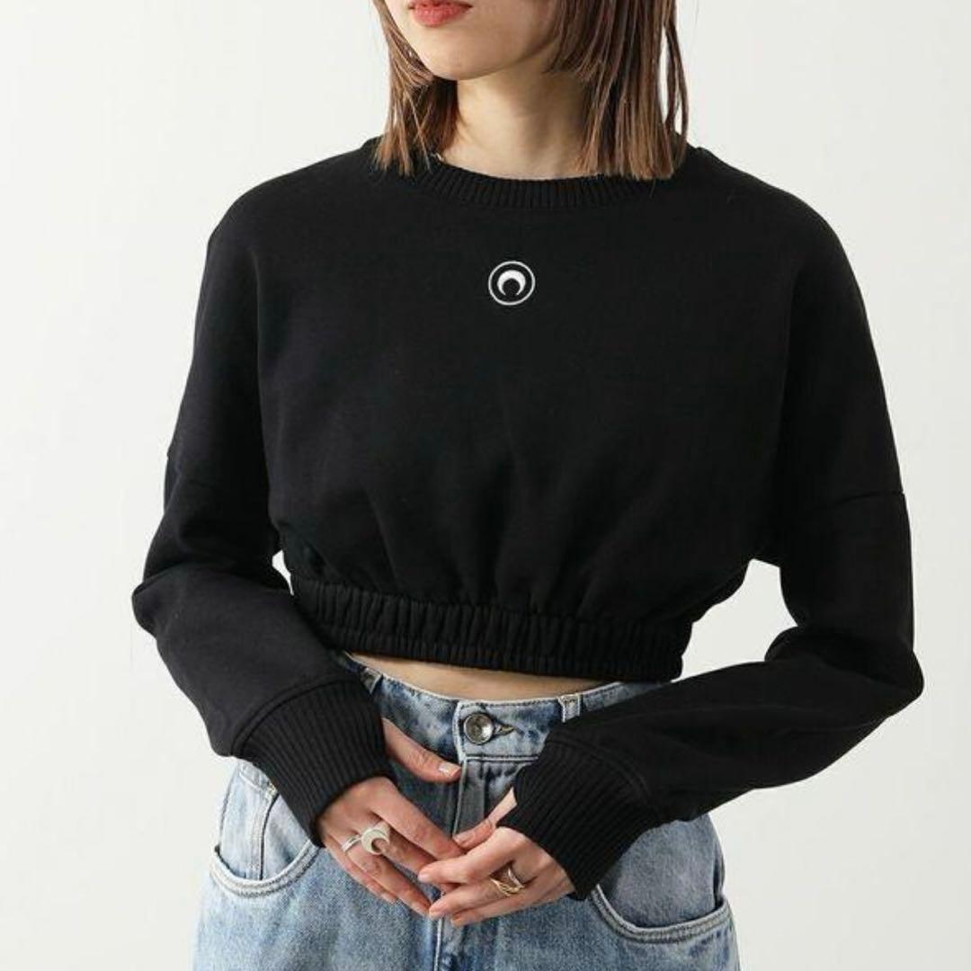 Marine Serre マリーンセル ブラック クロップド スウェット