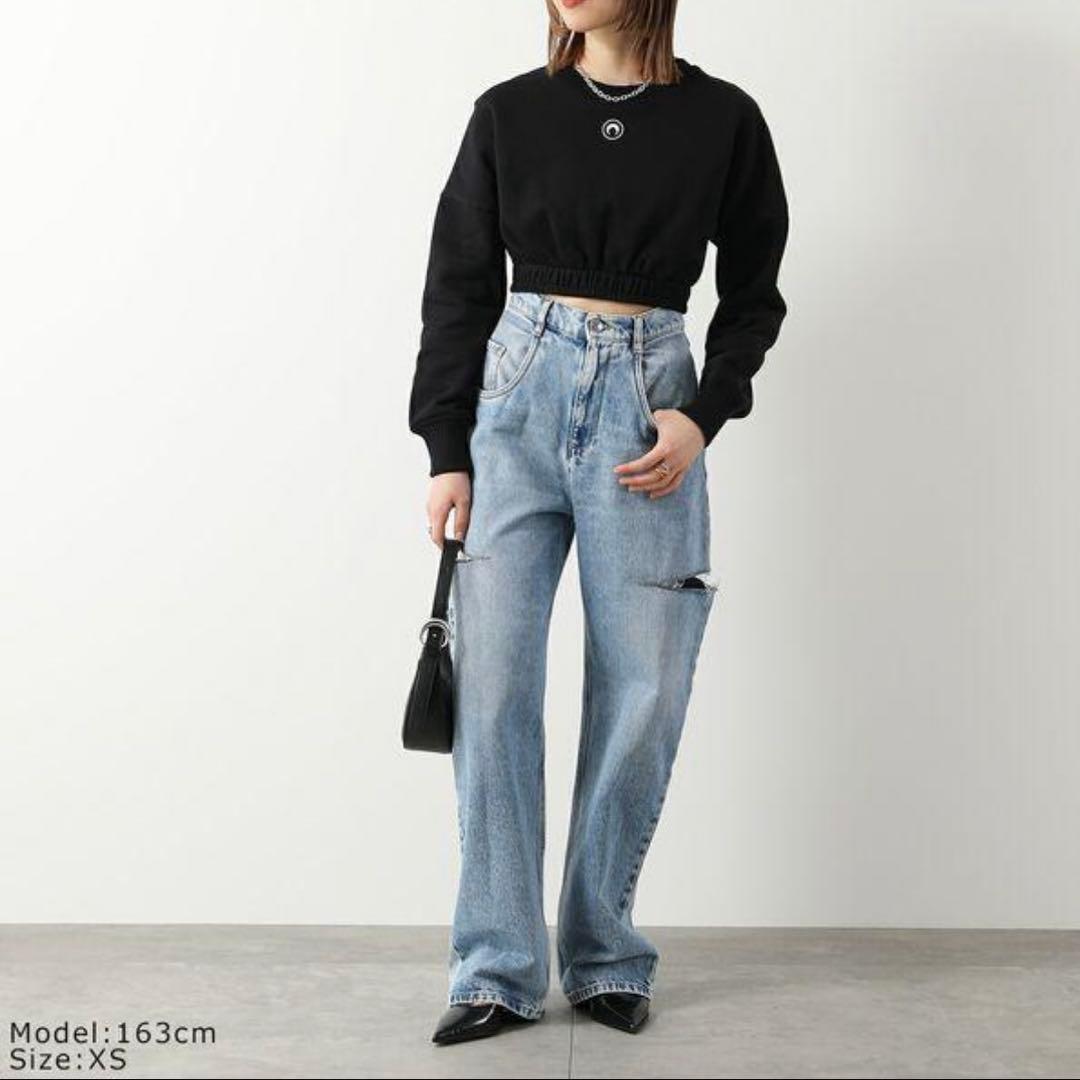 Marine Serre マリーンセル ブラック クロップド スウェット