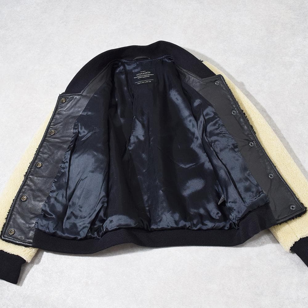 ALLSAINTS 羊革 シープスキン ムートン ベースボールジャケット 34