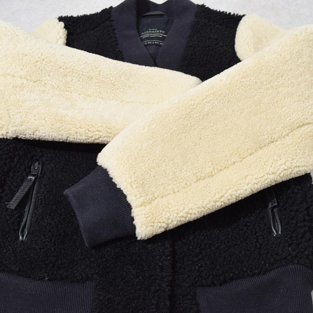 ALLSAINTS 羊革 シープスキン ムートン ベースボールジャケット 34