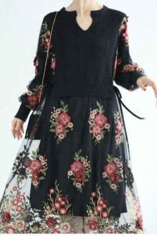 即購入歓迎☆ cawaii French pave 完売品 花刺繍ワンピース