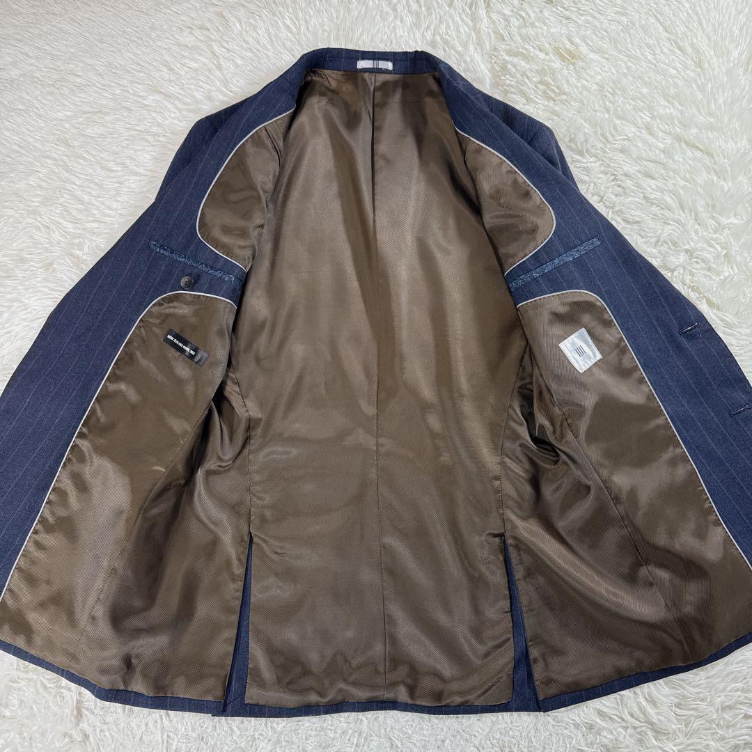 【大きいサイズ】スーツセレクト ストライプスーツ アジャスター付 ネイビー A7