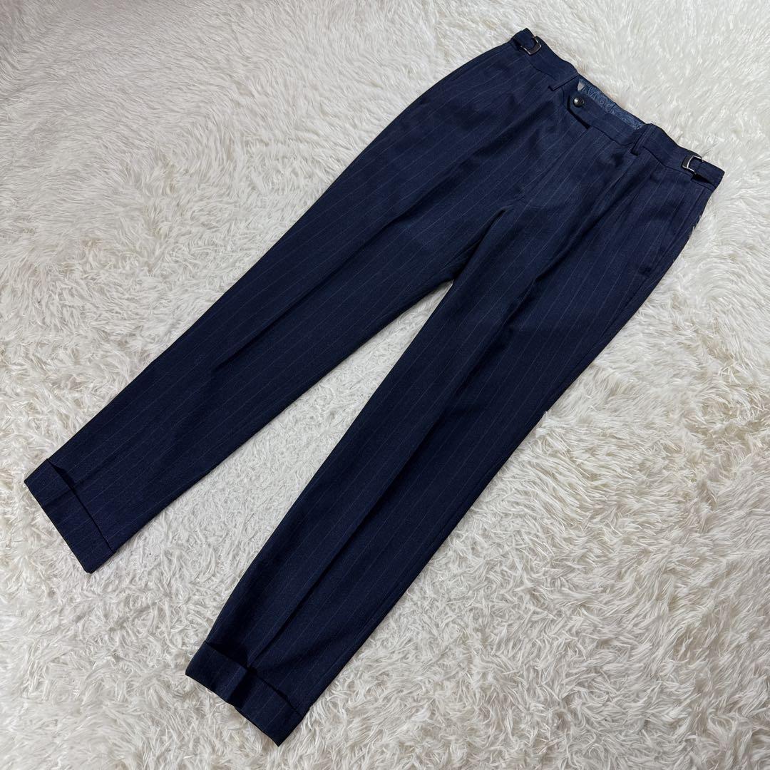 【大きいサイズ】スーツセレクト ストライプスーツ アジャスター付 ネイビー A7