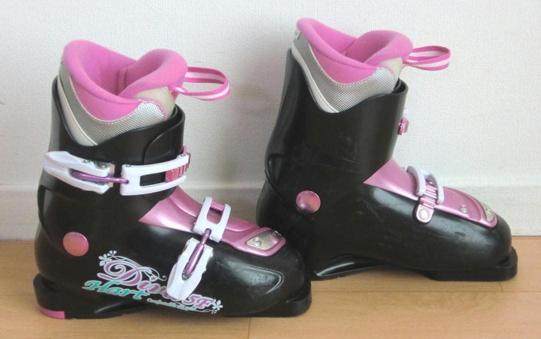 ■■送料無料■ハート■子供用スキー4点セット■板120靴22■WAX■女の子■■