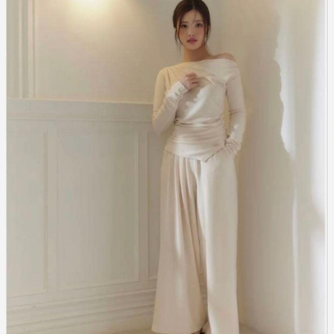 polaura ポローラ アシンメトリードレープロングスリーブトップス