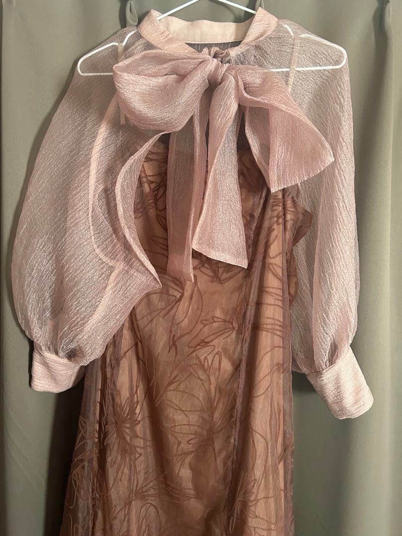 お値下げPourVous オケージョンドレス 結婚式 同窓会 オーガンジー袖あり