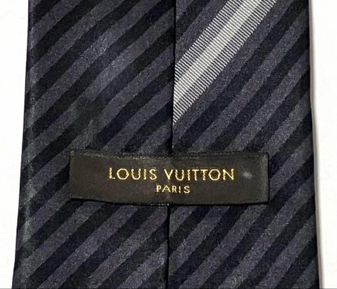LOUIS VUITTON ルイヴィトン ネクタイ ストライプ ブラックLVロゴ