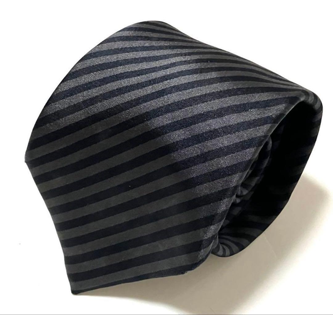 LOUIS VUITTON ルイヴィトン ネクタイ ストライプ ブラックLVロゴ