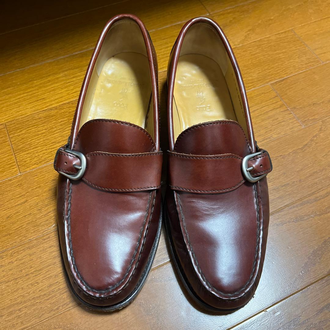 ダークブラウン レザー ローファー メタルバックル ラルフローレン