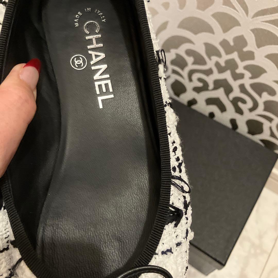 未使用同様❣️CHANELバレリーナシューズ❣️38ツィード可愛い❣️