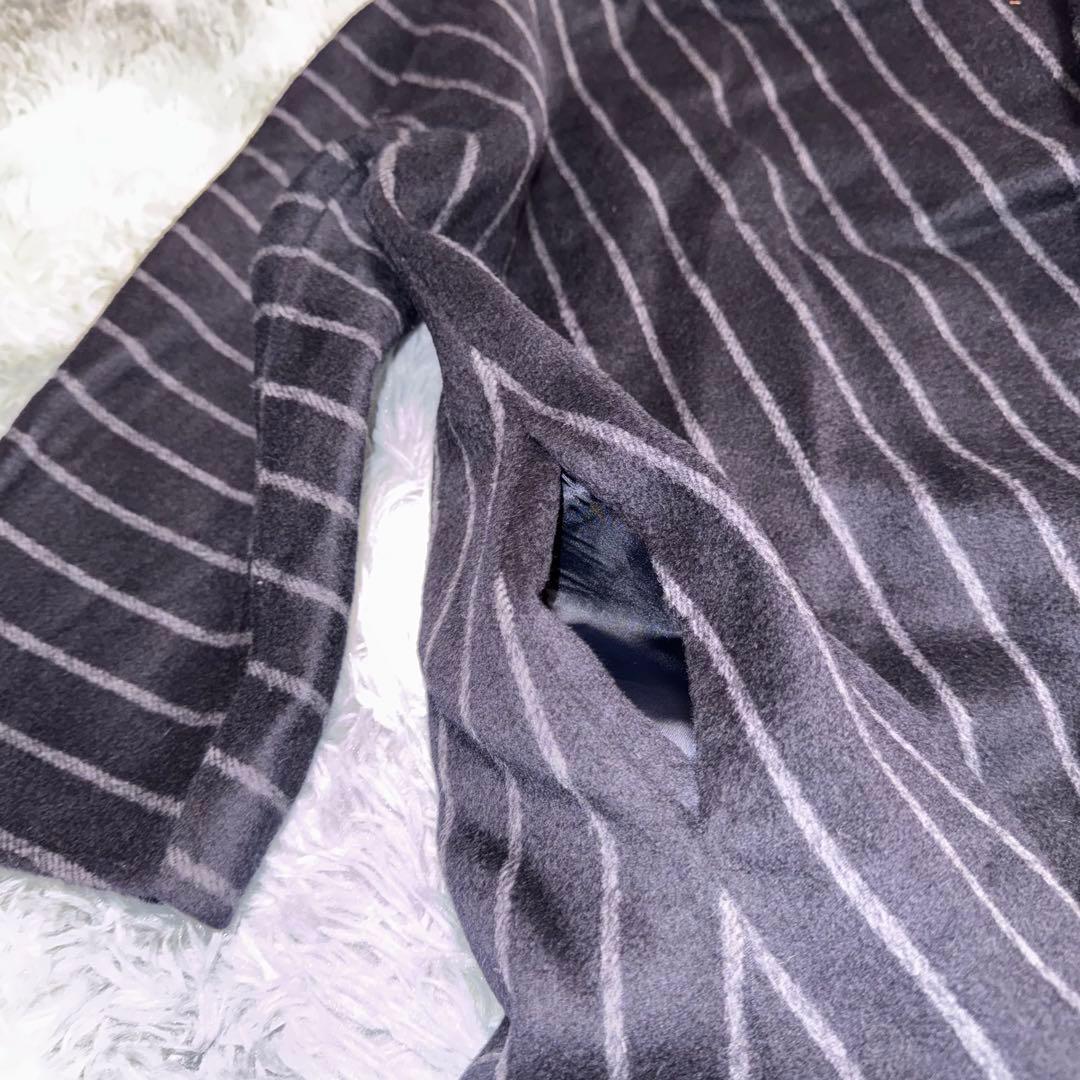 MaxMara ケープコート ストライプ 白タグ ネイビー