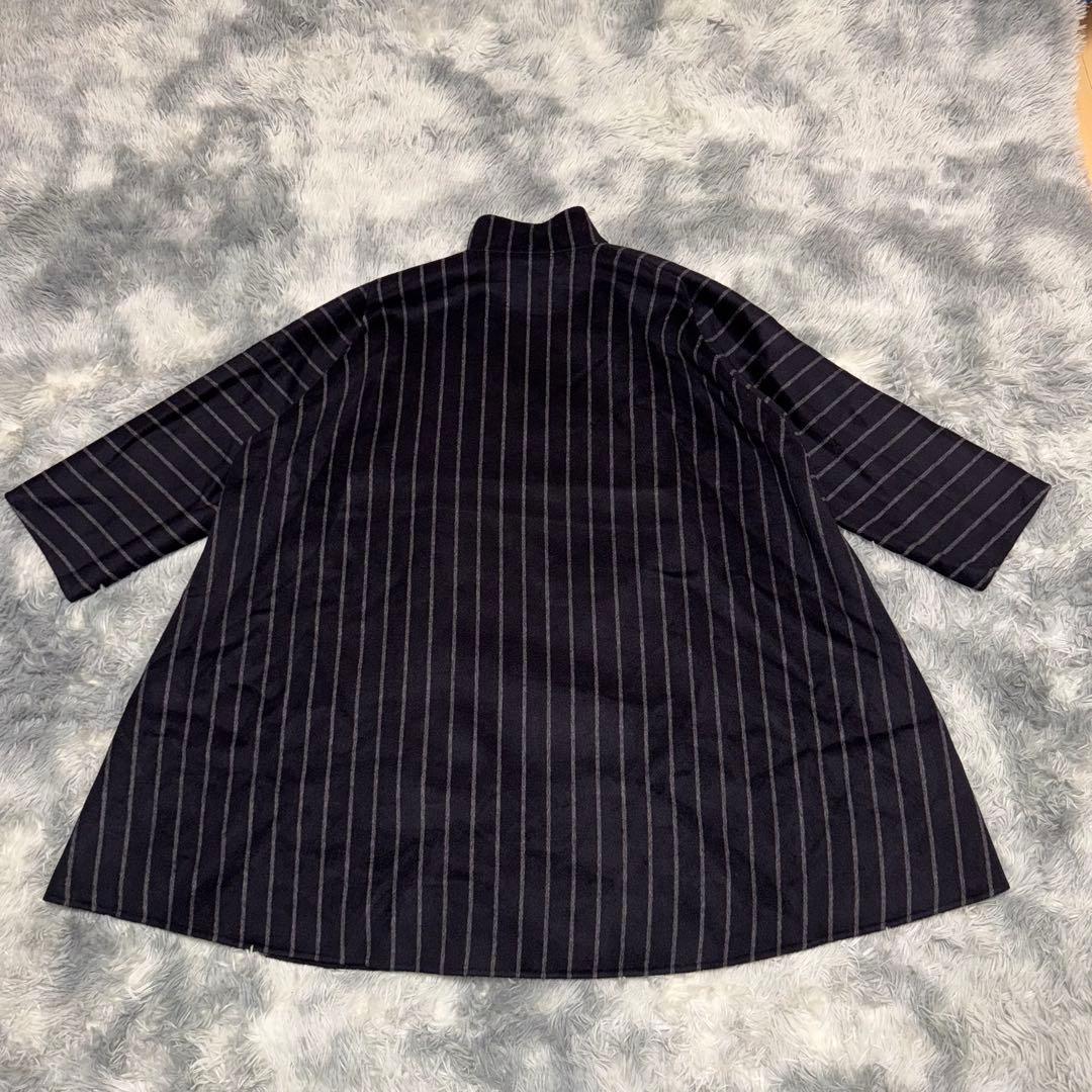 MaxMara ケープコート ストライプ 白タグ ネイビー