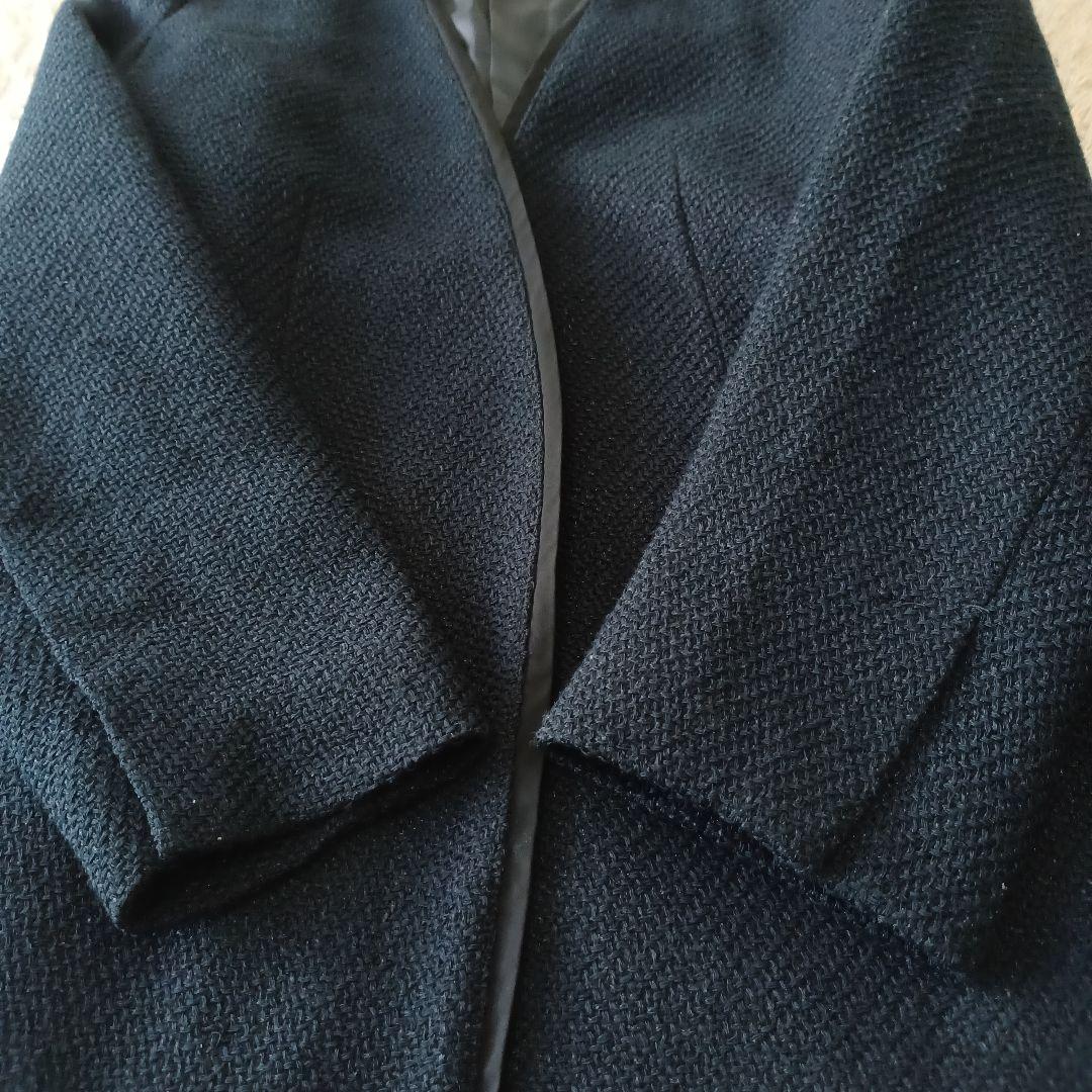 美品　アーバンリサーチドアーズ　ツィードVネックロングジャケット　ノーカラー