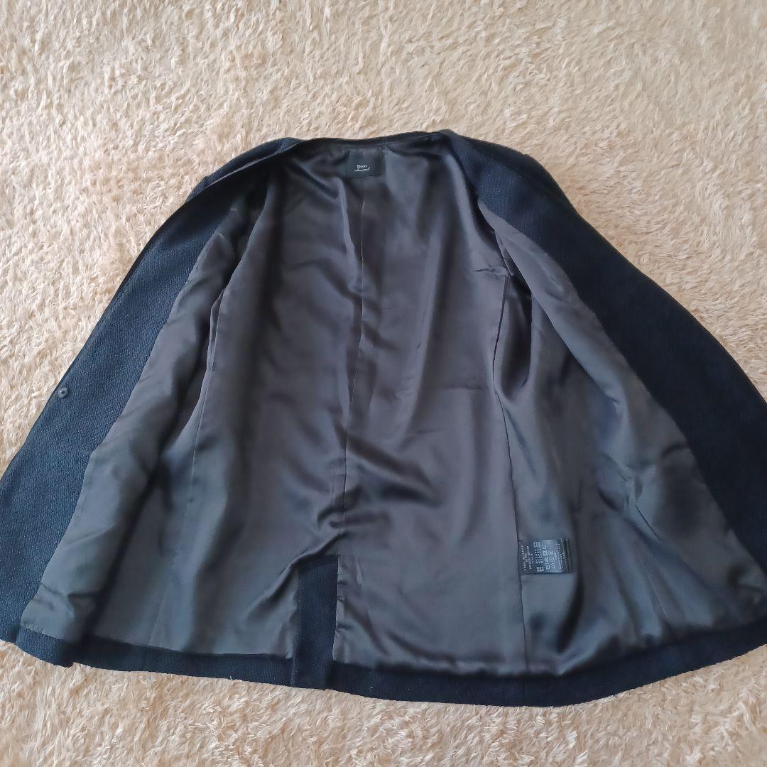 美品　アーバンリサーチドアーズ　ツィードVネックロングジャケット　ノーカラー