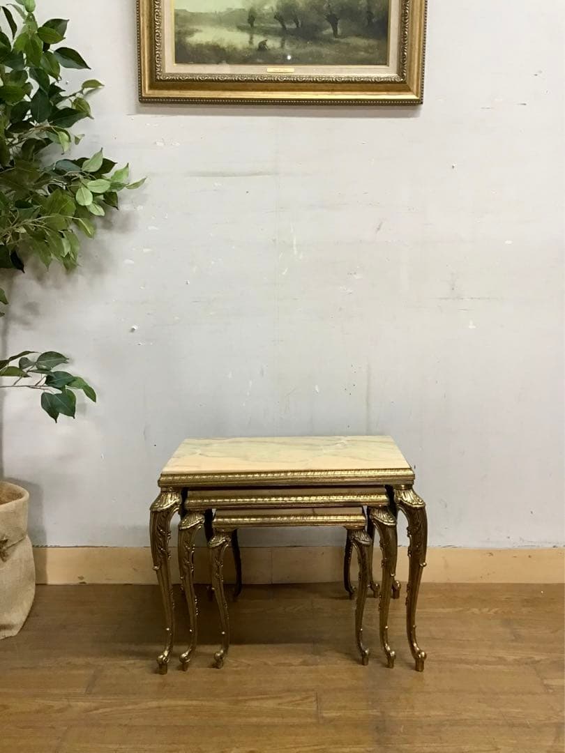 hata☆管367☆ロイズアンティークス☆マーブルトップ☆ネストテーブル