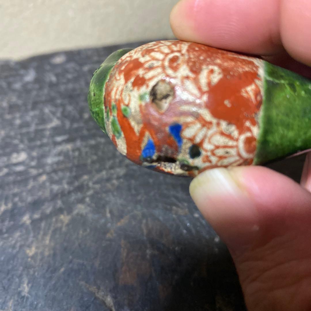 古清水焼　珍品キセル型根付