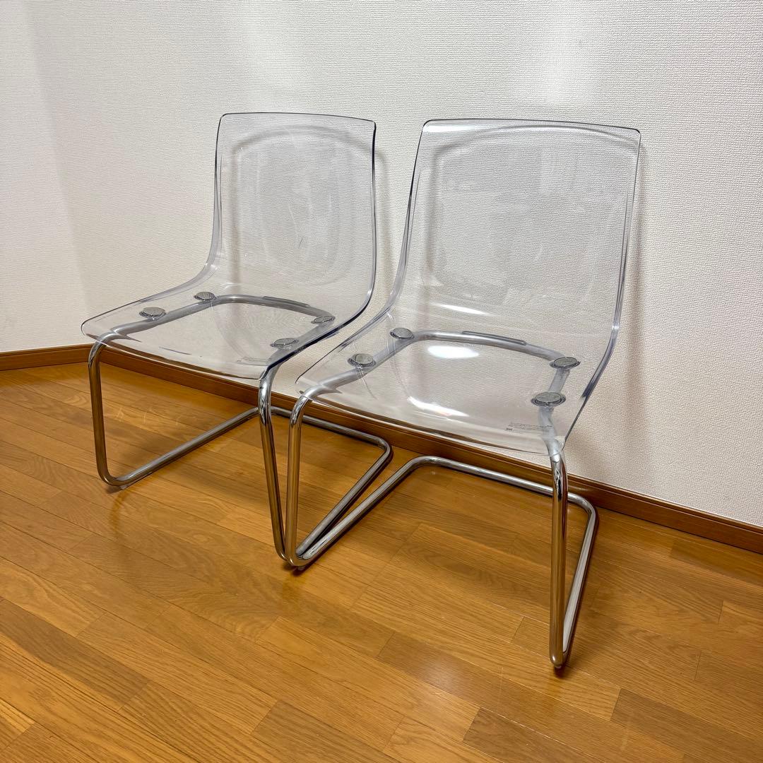 【美品】IKEA TOBIAS トービアス 透明アクリルダイニングチェア 2脚