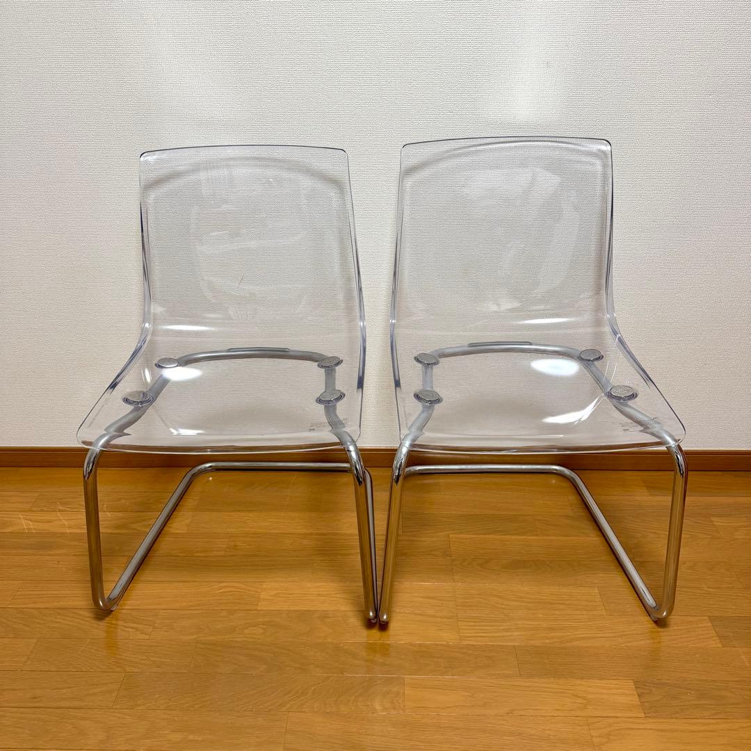 【美品】IKEA TOBIAS トービアス 透明アクリルダイニングチェア 2脚